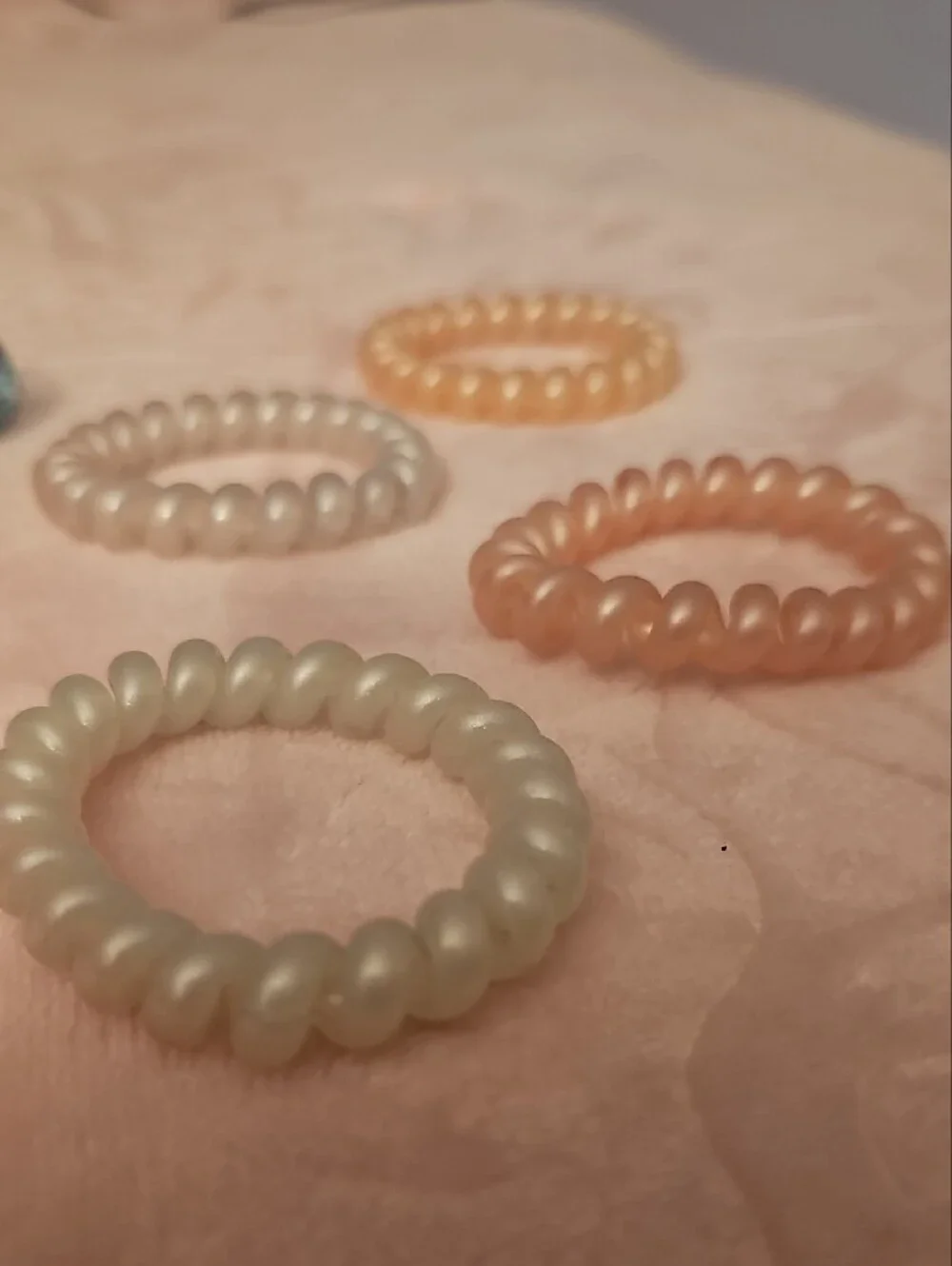 Assorted Spiral Hair Coils in Blue, Pink, Peach and Pearl